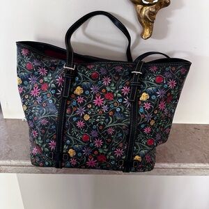 Dooney & Bourke Floral Botanical Black Shopper Tote Purse